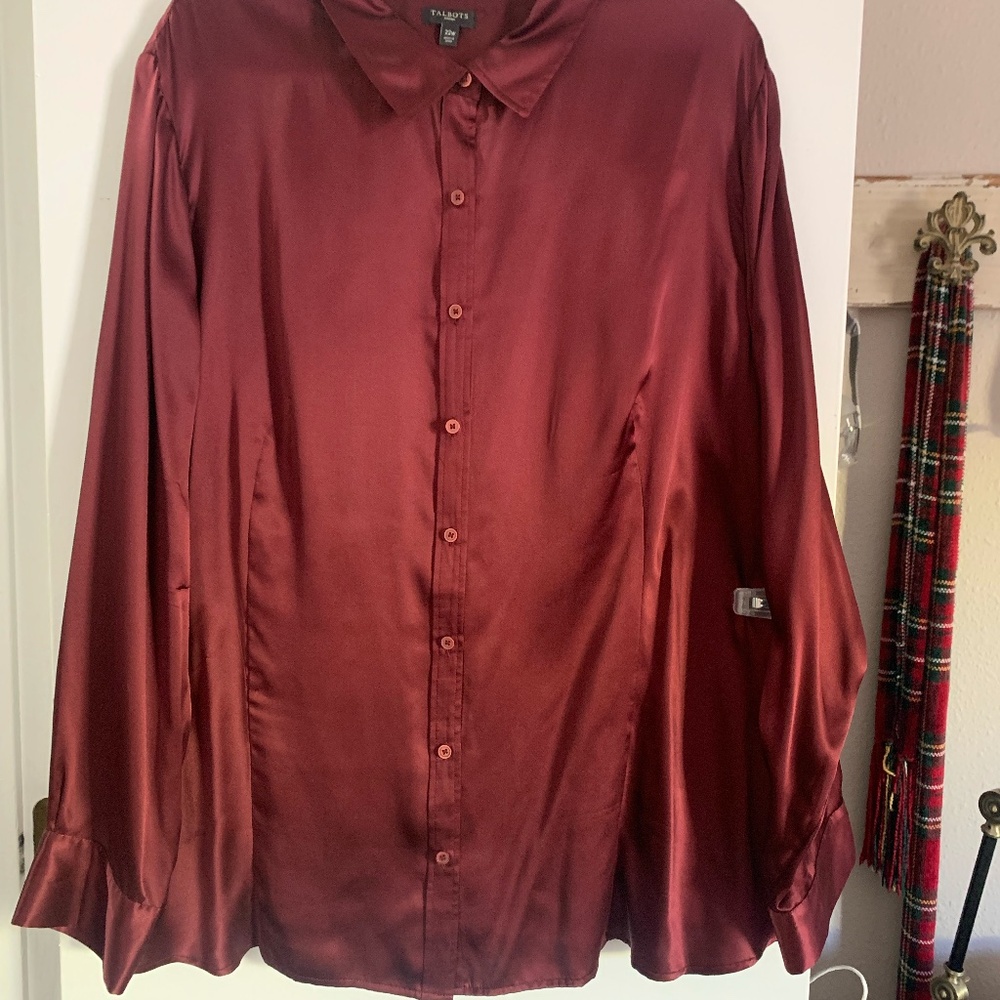 Talbot Burgundy Silk Blouse Size 22w